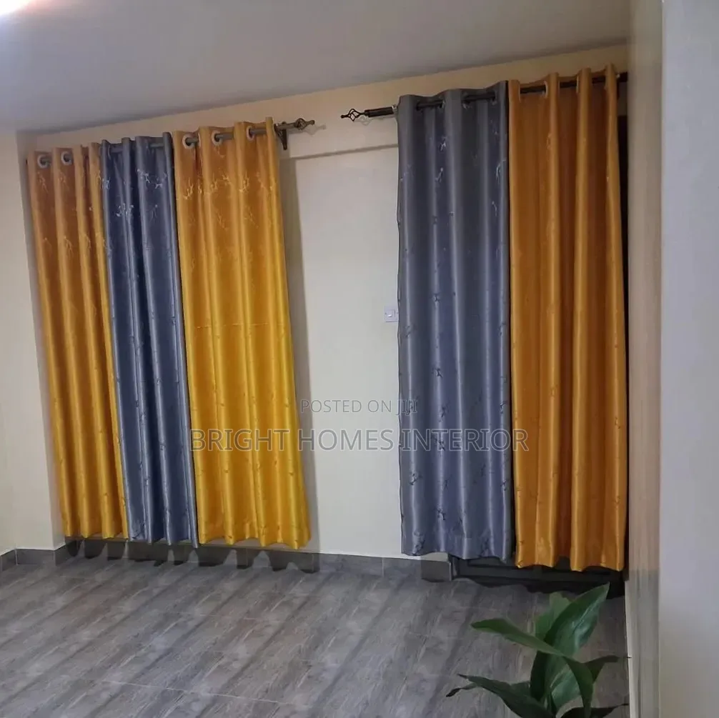 Beautiful Mastered Yellow and Dark Grey Blended Curtain