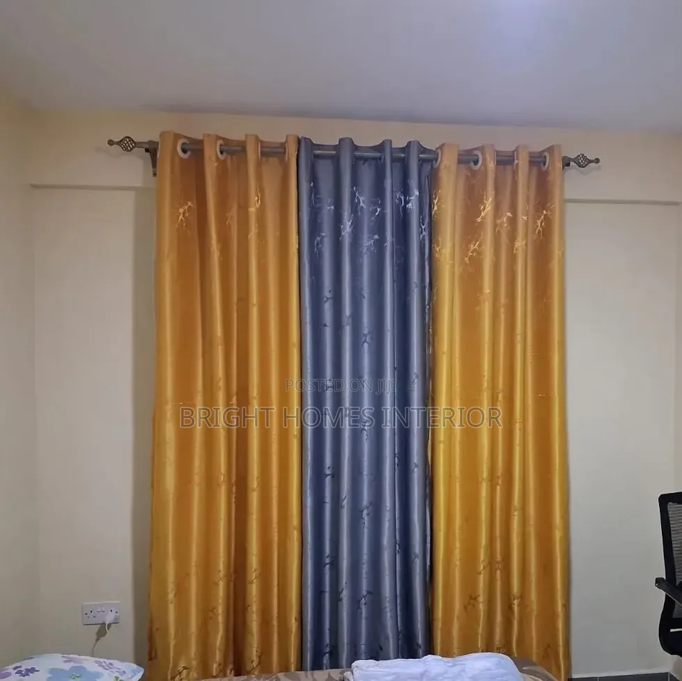 Beautiful Mastered Yellow and Dark Grey Blended Curtain