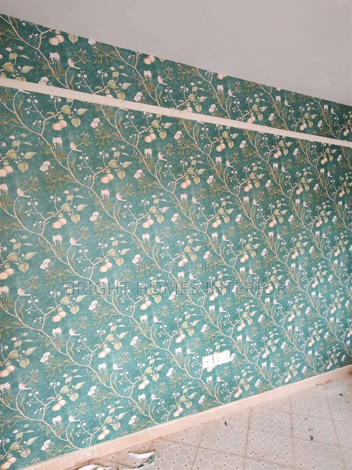 Green Floral Wallpaper Living Room Wallpaper
