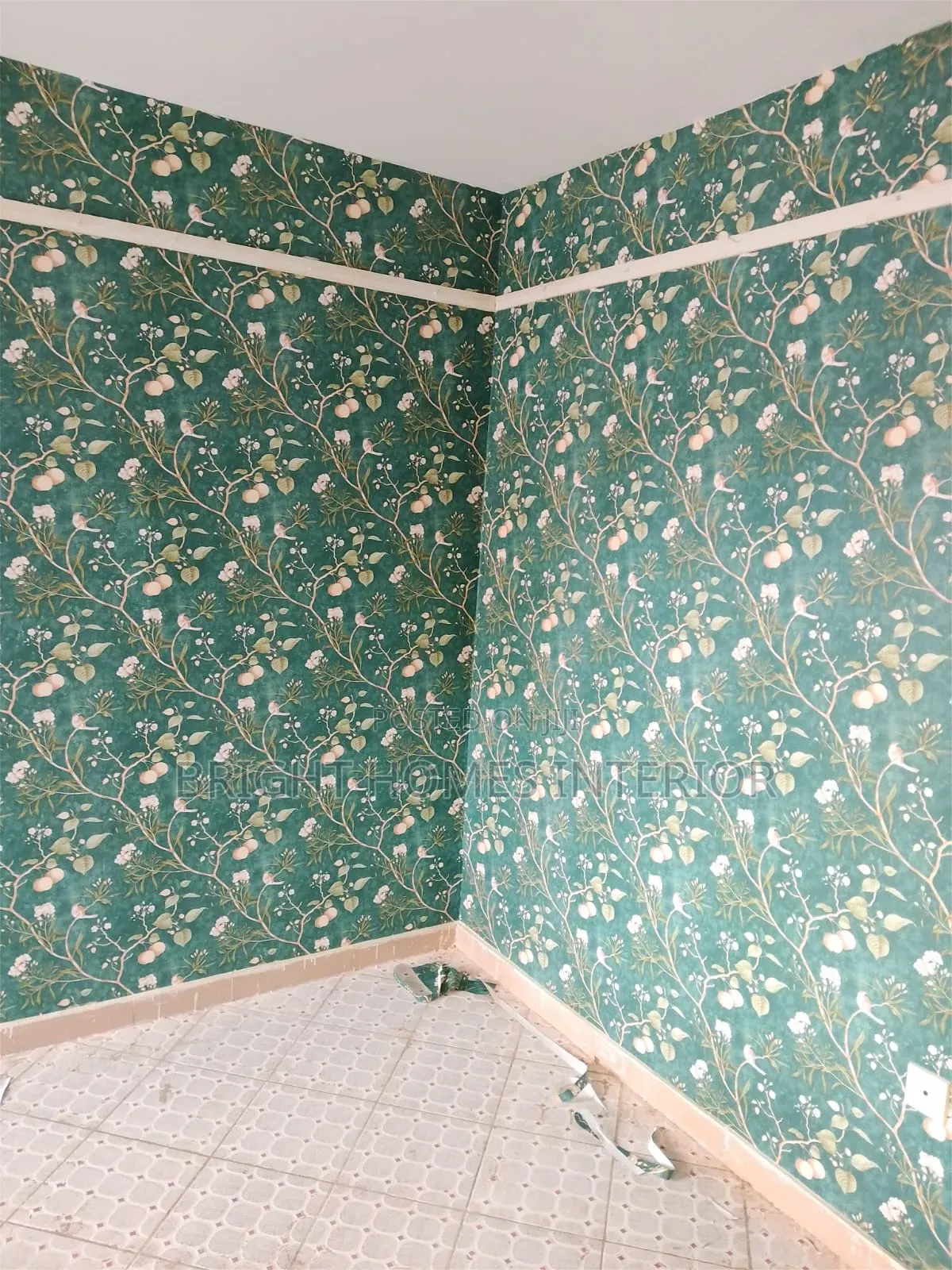 Green Floral Wallpaper Living Room Wallpaper