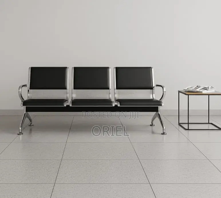 Office Bench: 3 Seater Metal Linked Padded Bench