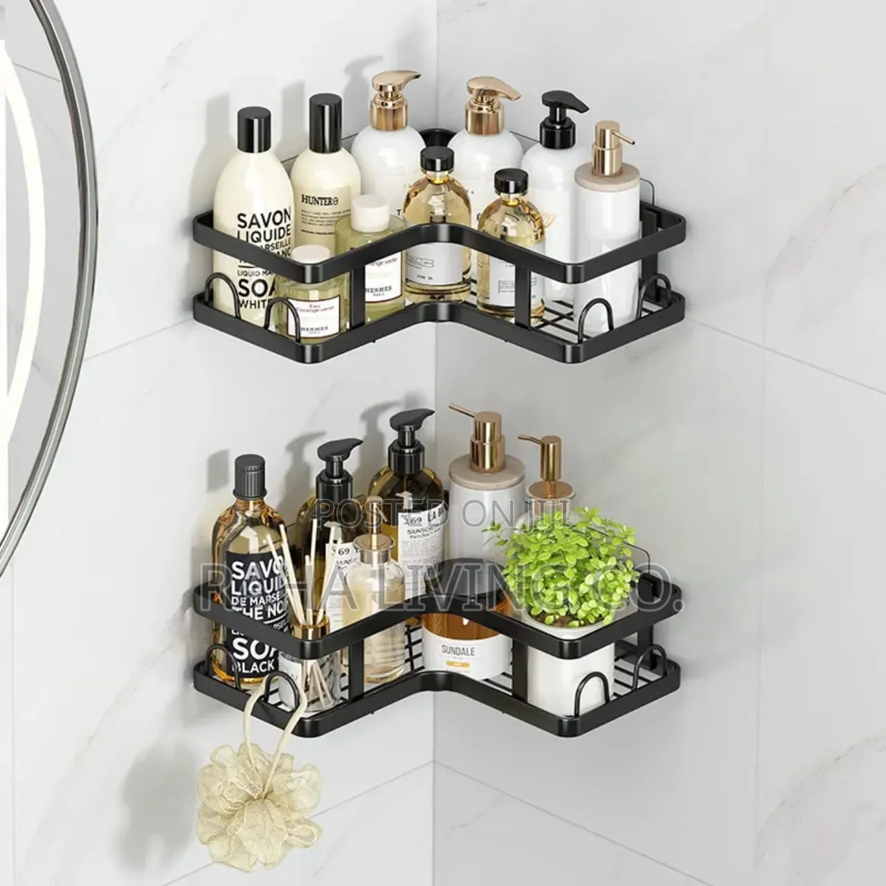 5pc Triangular Shower Caddy Wall Organizer | No Drilling