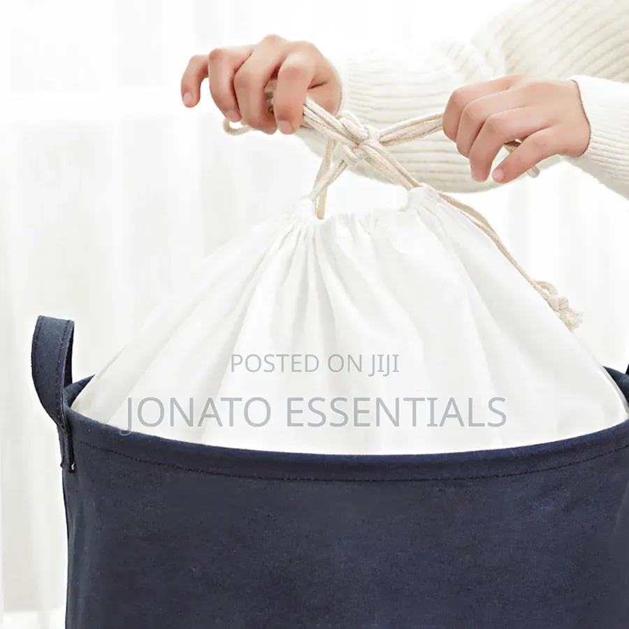 Foldable Canvas Laundry Basket Organizer With Drawstring