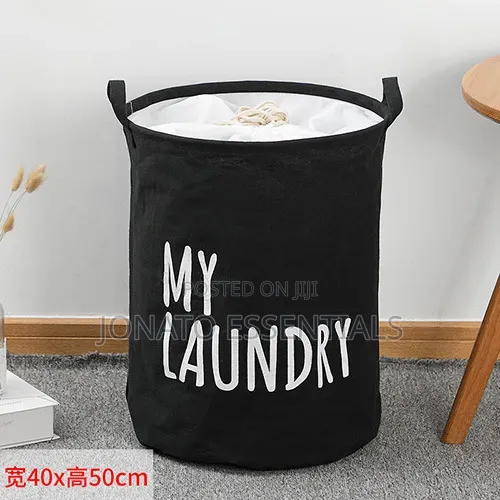Foldable Canvas Laundry Basket Organizer With Drawstring