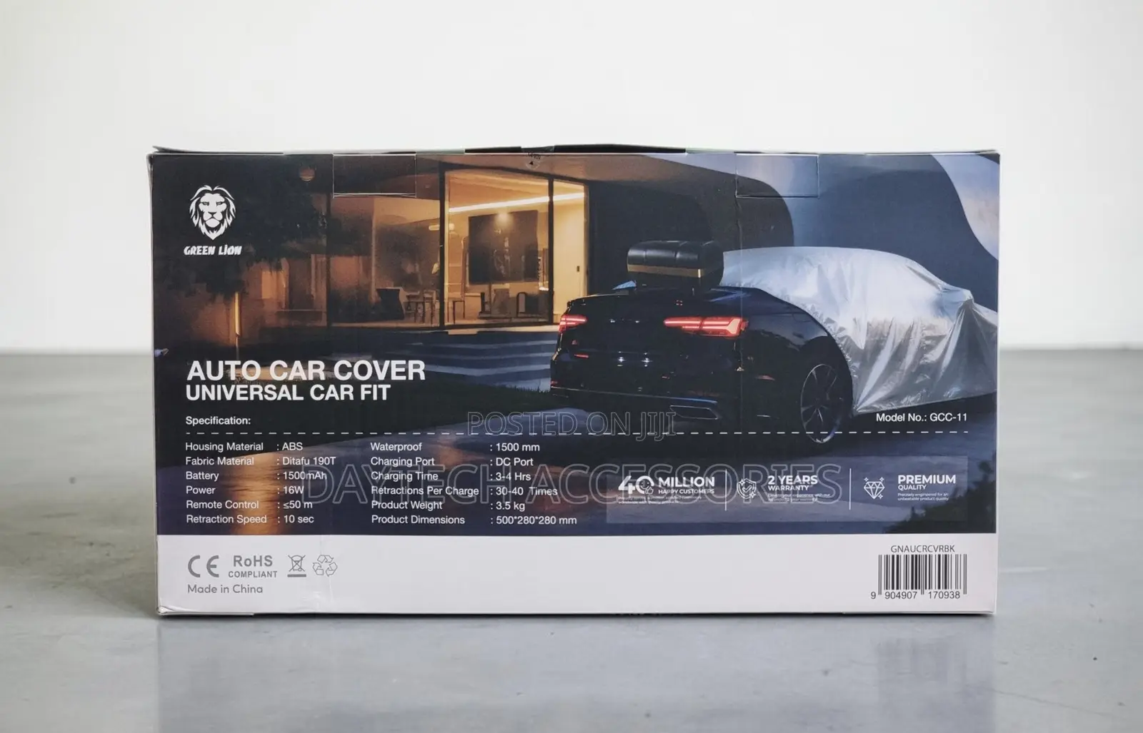 Green Lion Retractable Auto Car Cover Universal Fit.
