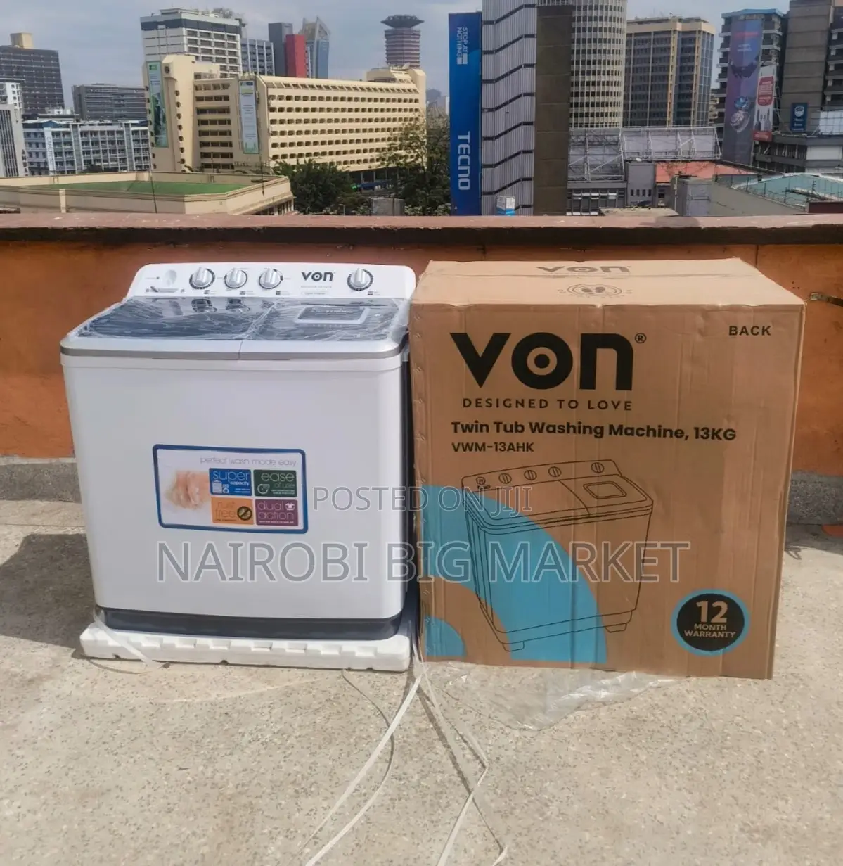 Von 13kgs Twin Tub Washing Machine