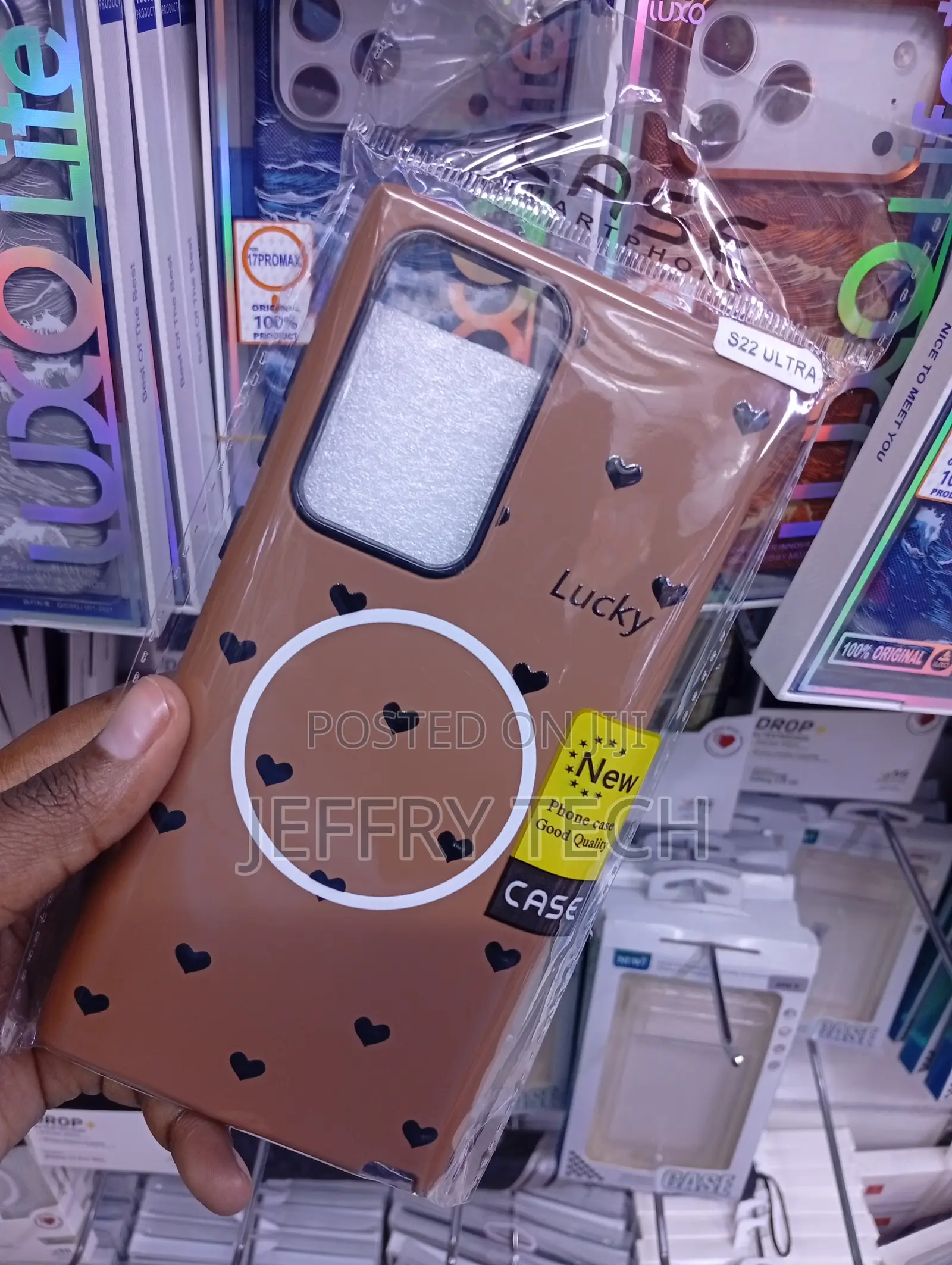 Sgs24 Ultra Small Black Hearts, a Metallic "Lucky" Emblem Case