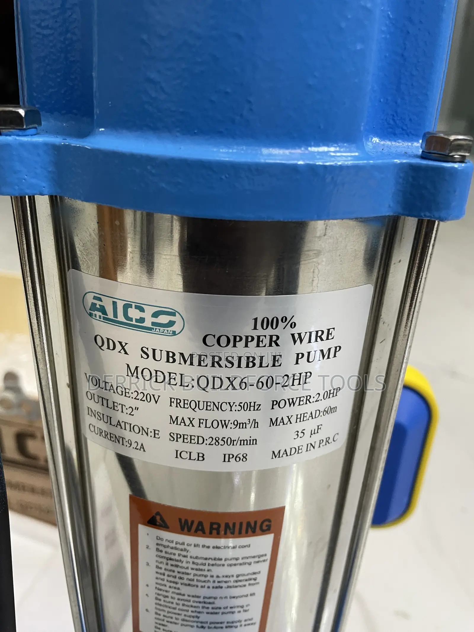 QDX Aico 2hp 60m Head 100% Copper Submersible Water Pump