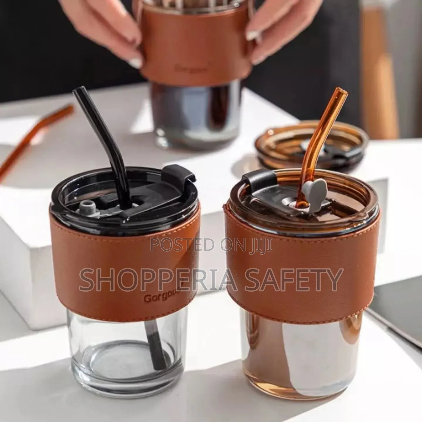 *Glass Tumbler Features a Protective Leather Sleeve