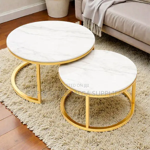 High-End Marble Nesting Coffee Table Set Pair for Modern Living Room