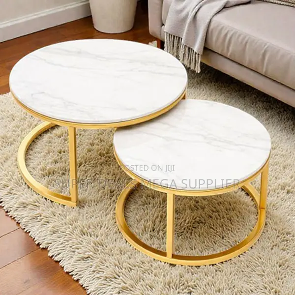 High-End Marble Nesting Coffee Table Set Pair for Modern Living Room