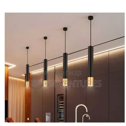 New Hanging Led Aluminium Black Golden Cylinder Pendant Light H6