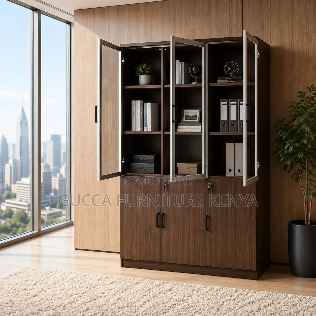 3-Door's Wooden Display Cabinet