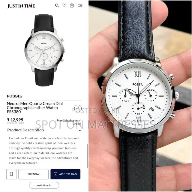 Fossil Chronograph Gents Watch. Scratch Resistant Mineral Glass.