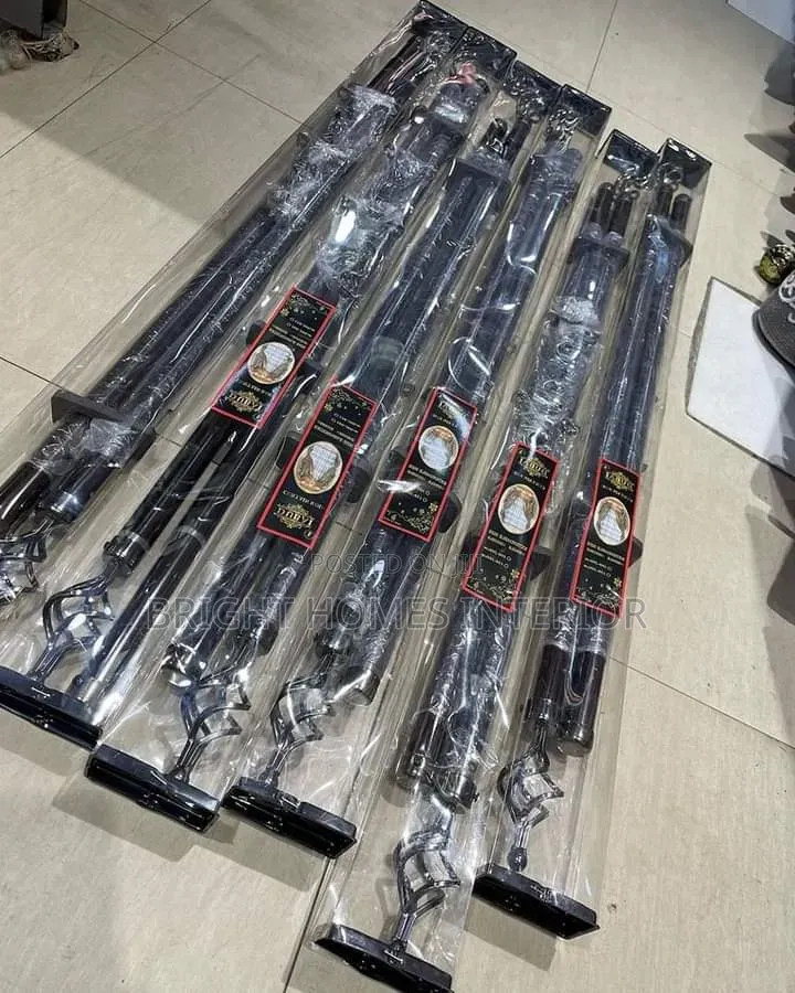 2m Black Curtain Rod Available in Single and Double Form