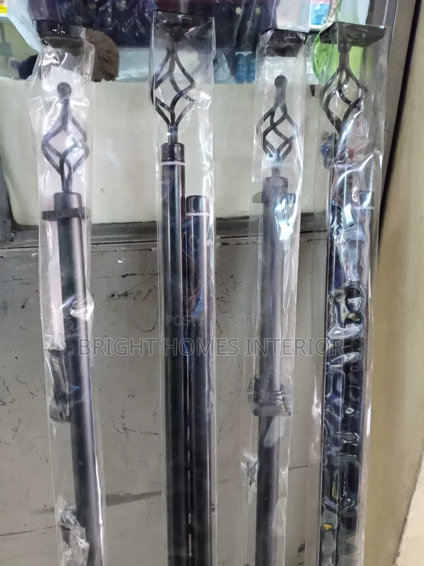 2m Black Curtain Rod Available in Single and Double Form