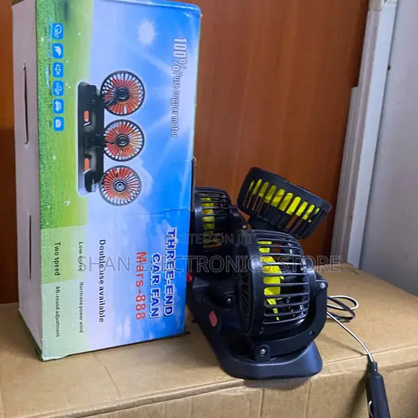 Wide-Angle Airflow Triple Car Fan 888 Universal Dashboard Cooling Fan