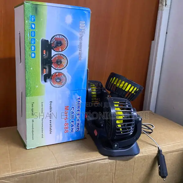 Wide-Angle Airflow Triple Car Fan 888 Universal Dashboard Cooling Fan