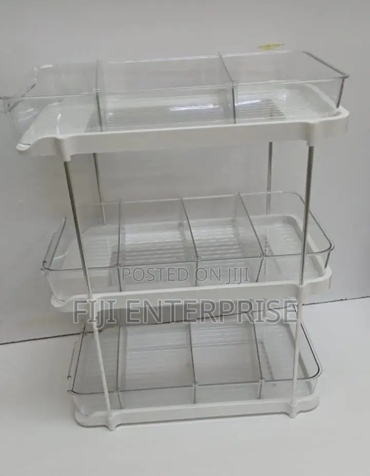 3-Layer Multifunctional Storage Rack Acrylic Tray Metal Stand