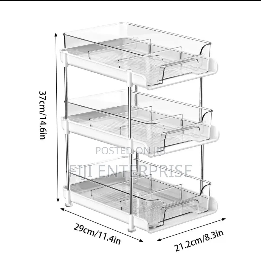 3-Layer Multifunctional Storage Rack Acrylic Tray Metal Stand