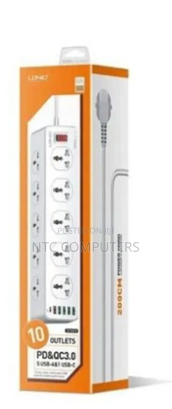 Ldnio 10 Port Outlets Smart Surge Protector Extension Socket (Sc10610)