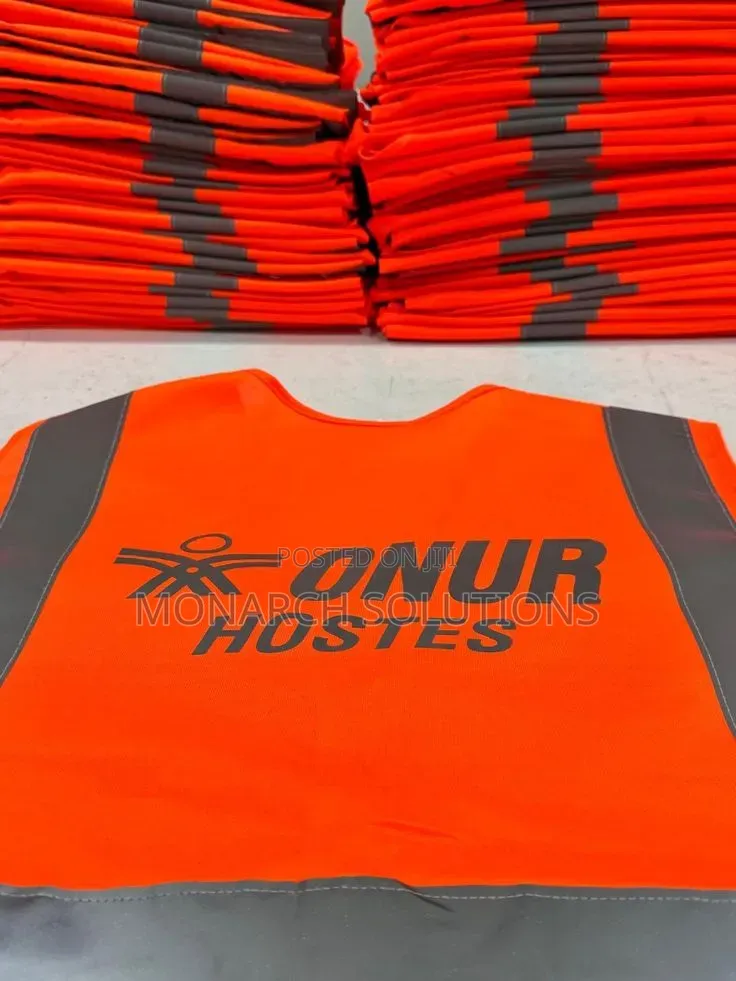 Orange Reflector Vest With Blue Branding