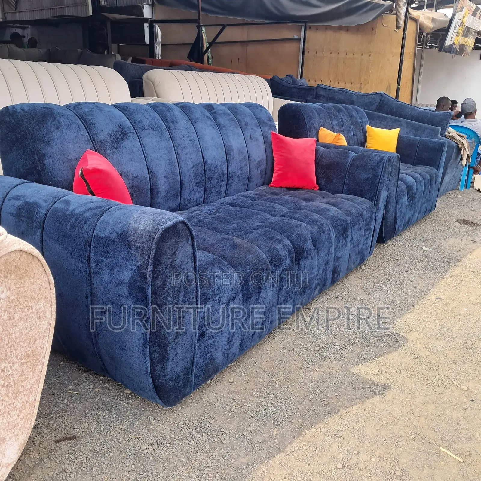 5-Seater 3+2 Navy Blue Sofa Set