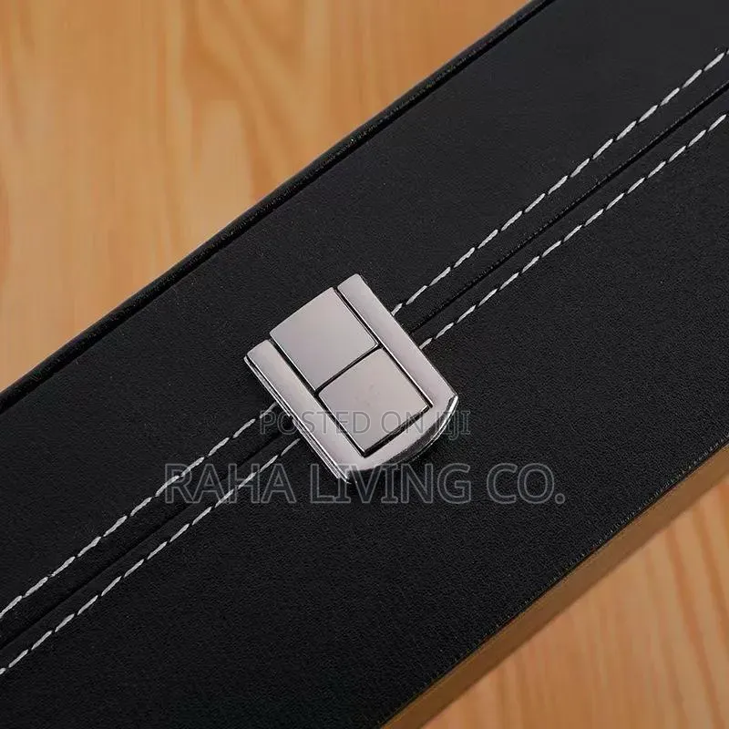 6 Slot Pu Leather Watch Organizer Box | Black