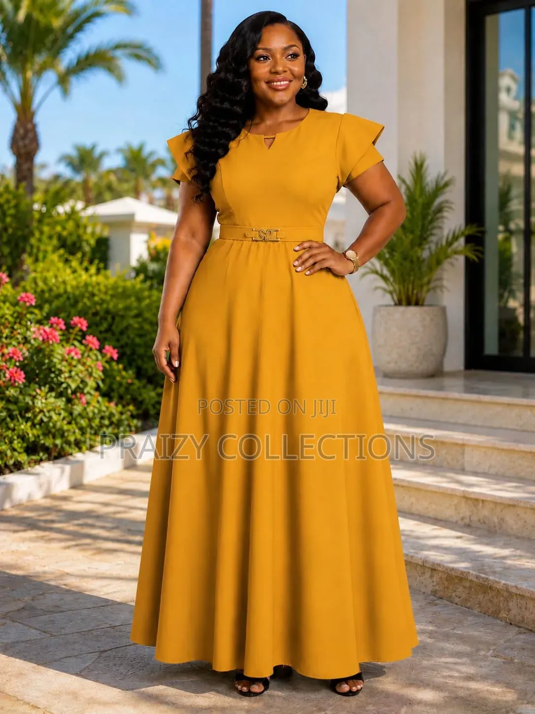 Elegant Maxi Dress With Waist Belt