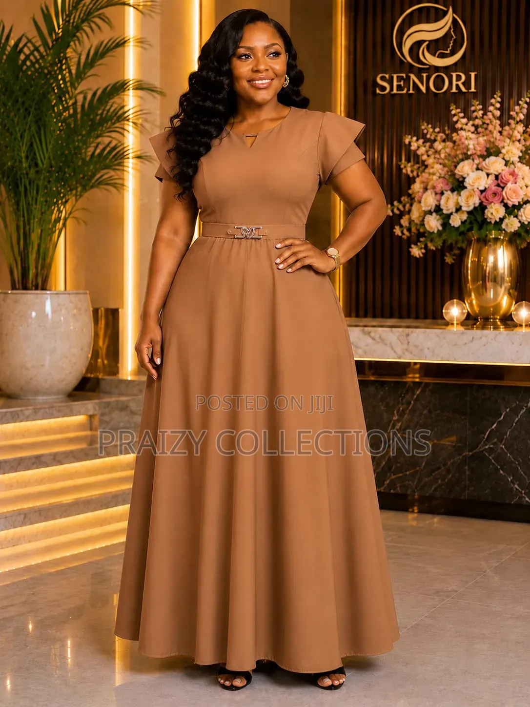 Elegant Maxi Dress With Waist Belt