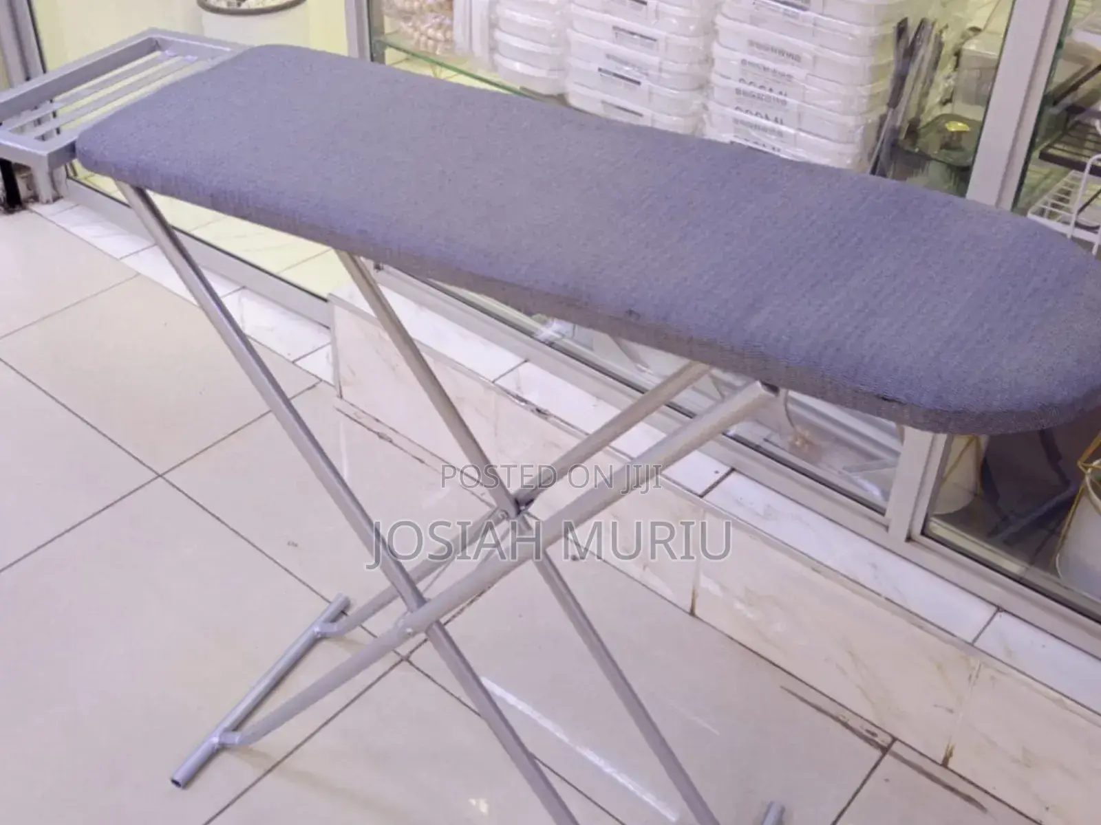 Grey Metallic Iron Board With Non Slip Feet