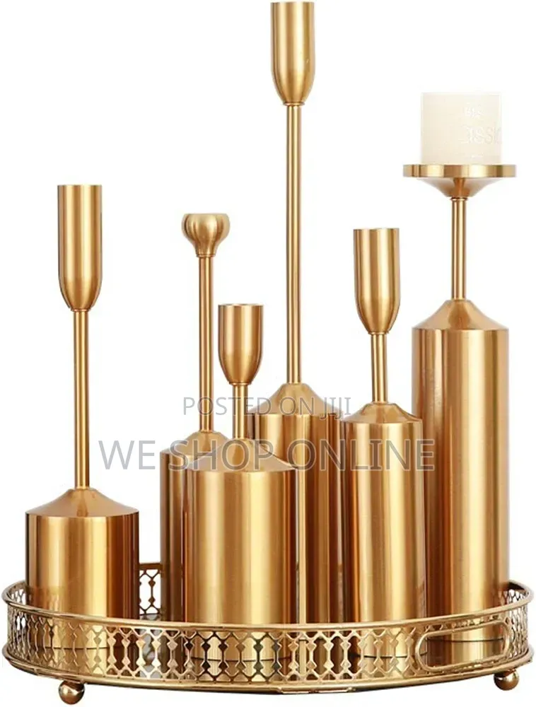Luxury Gold Candle Holders, Metal Candlestick, Wedding Centerpieces