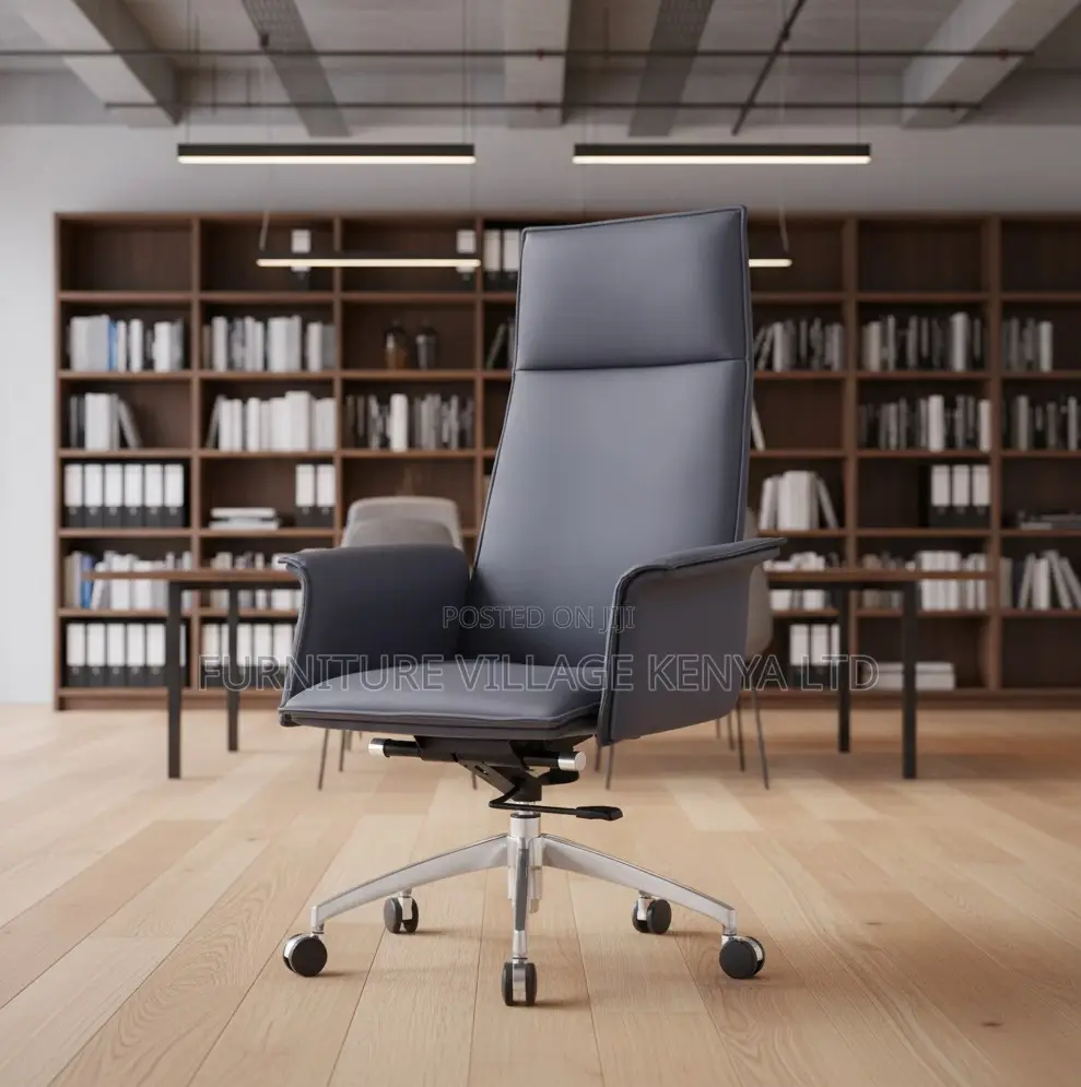 Executive Office Chair With Leather Upholstery