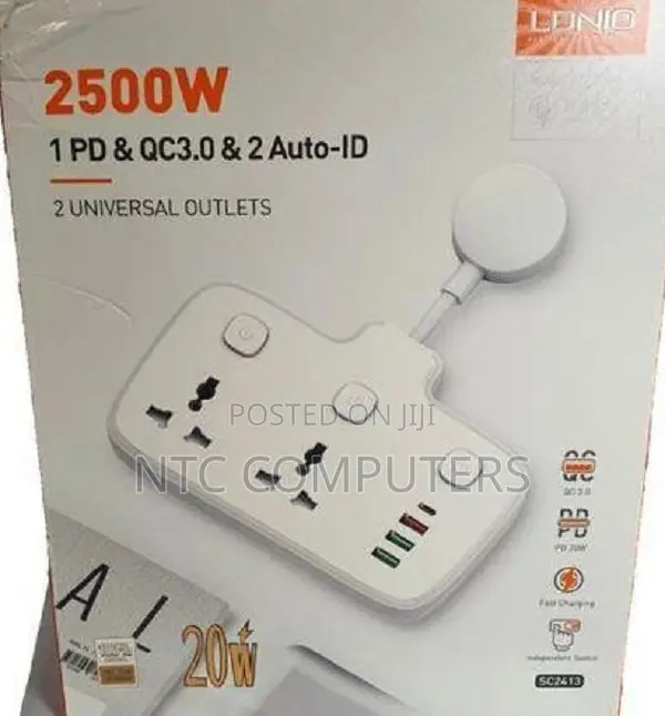 Ldnio Wall Powersocket 2500w With 1pd 1 Qc3.0 and 2 Auto-Id Usb-Sc2413