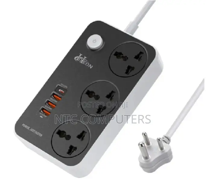 Ldnio Sc3412 Power Strip 3 Ways Fast Charging 2500w Extension Socket