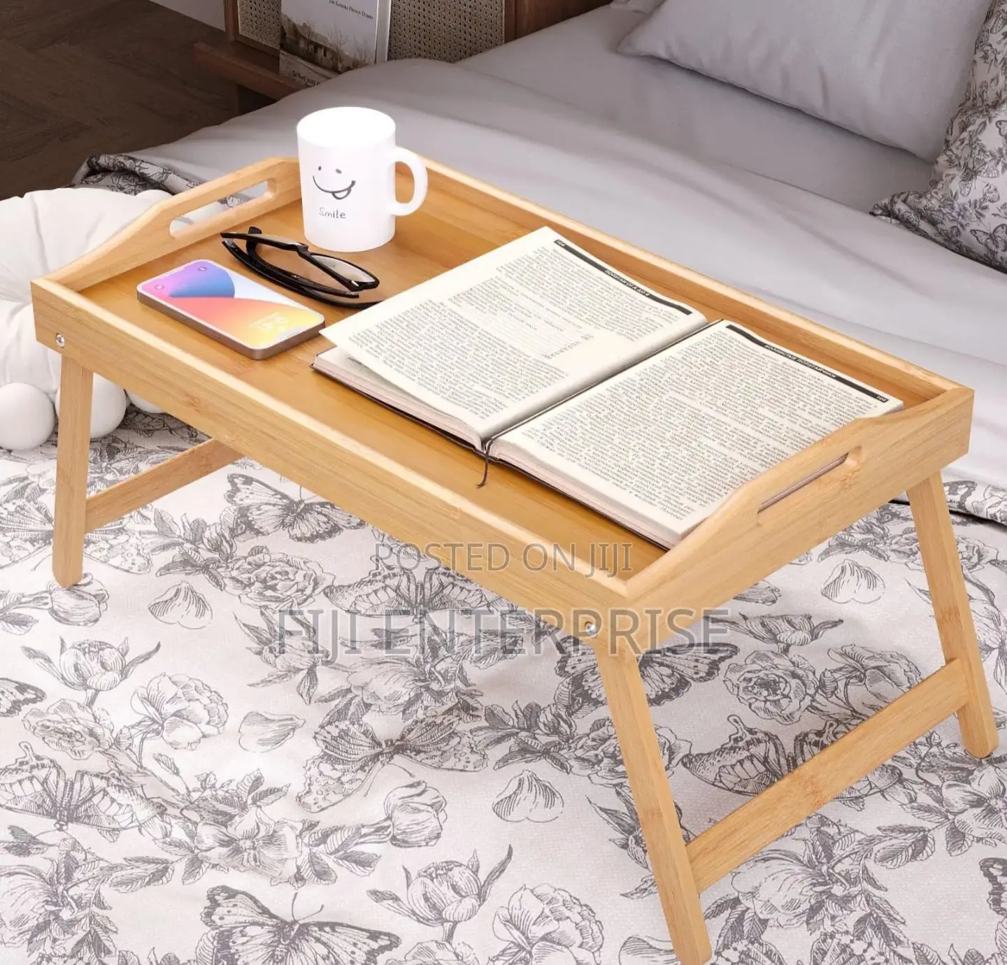 Foldable Bamboo Bed Tray Table – 50×30cm | Breakfast, Laptop Study