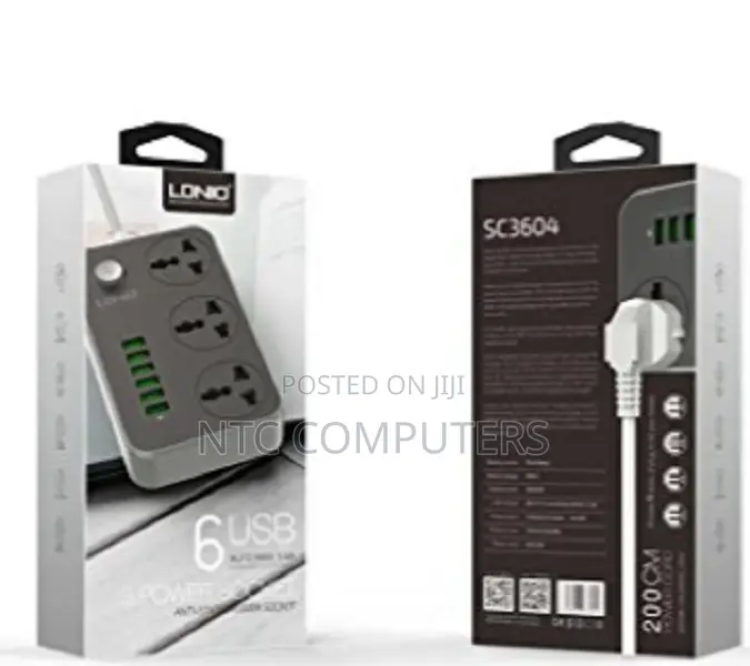 Ldnio 3 Power Socket With 6 Usb Charging Ports (Sc3604)