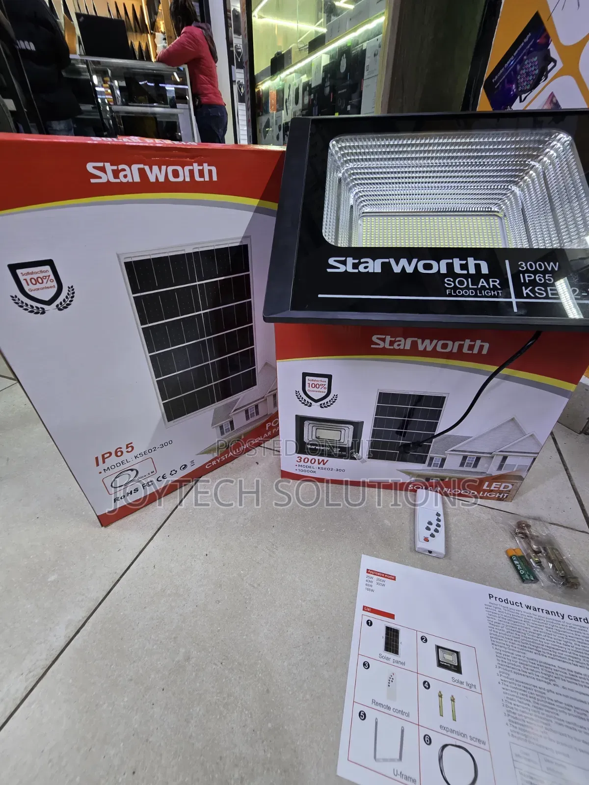 Starworth 300w Outdoor Solar Flood Light With Crystalline Solar Panel