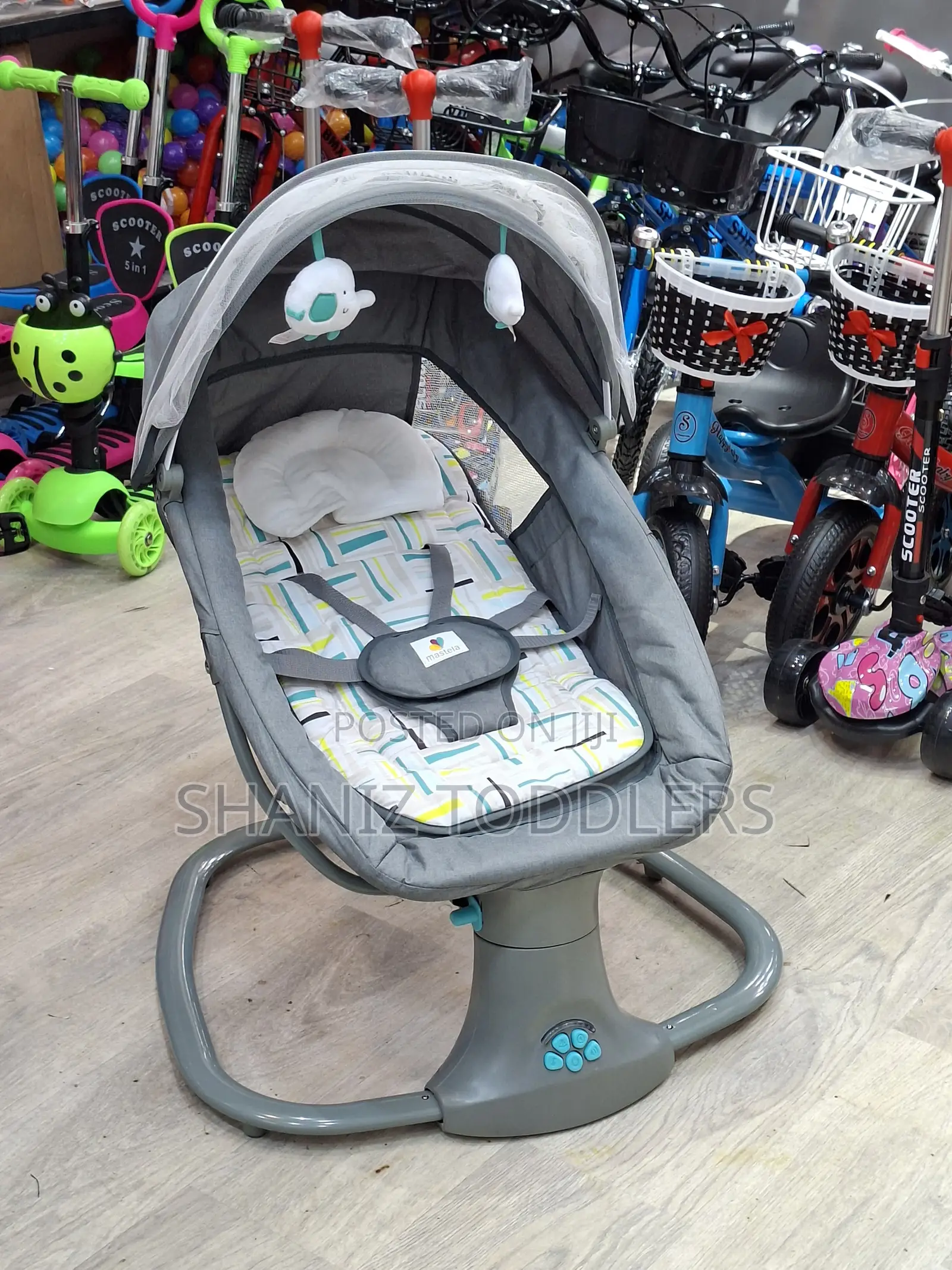 Baby Rocker Seat With Canopy Mosquito Net Infant Bouncer