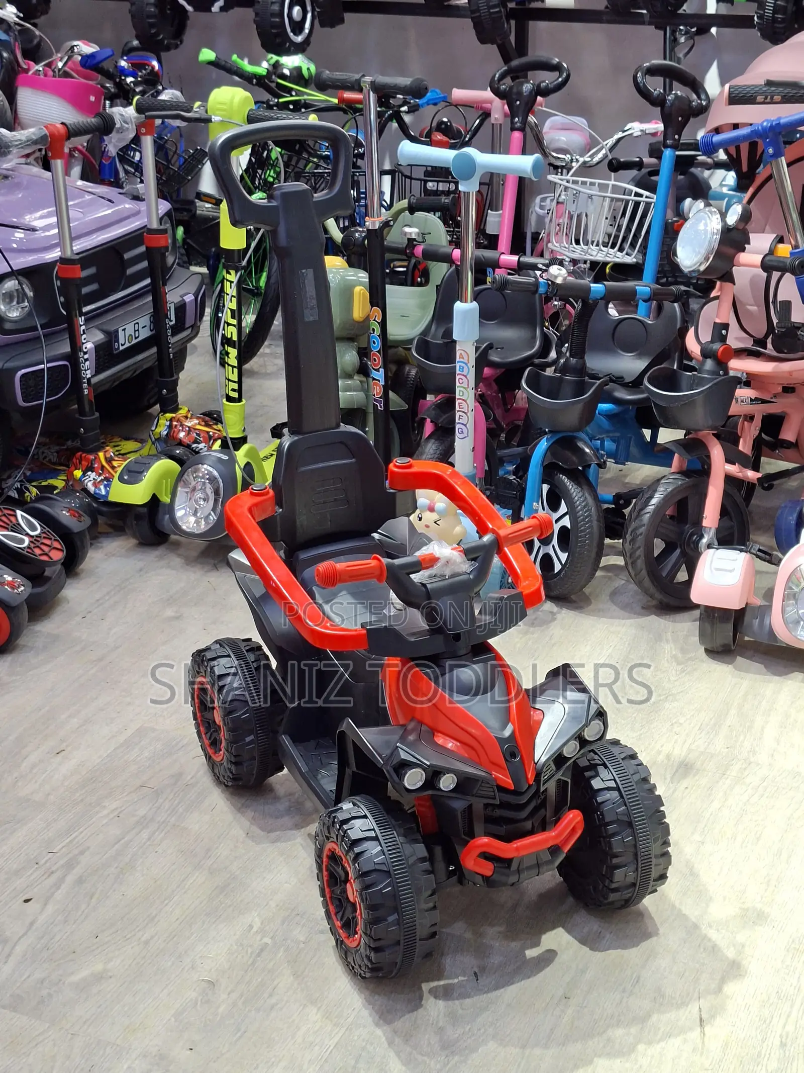 Kids 4 Wheel Electric Ride on Car With Push Handle