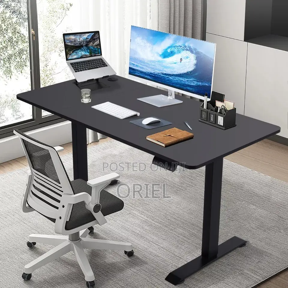 Office Desk : Black 1.2m Electric Adjustable Standing Desk