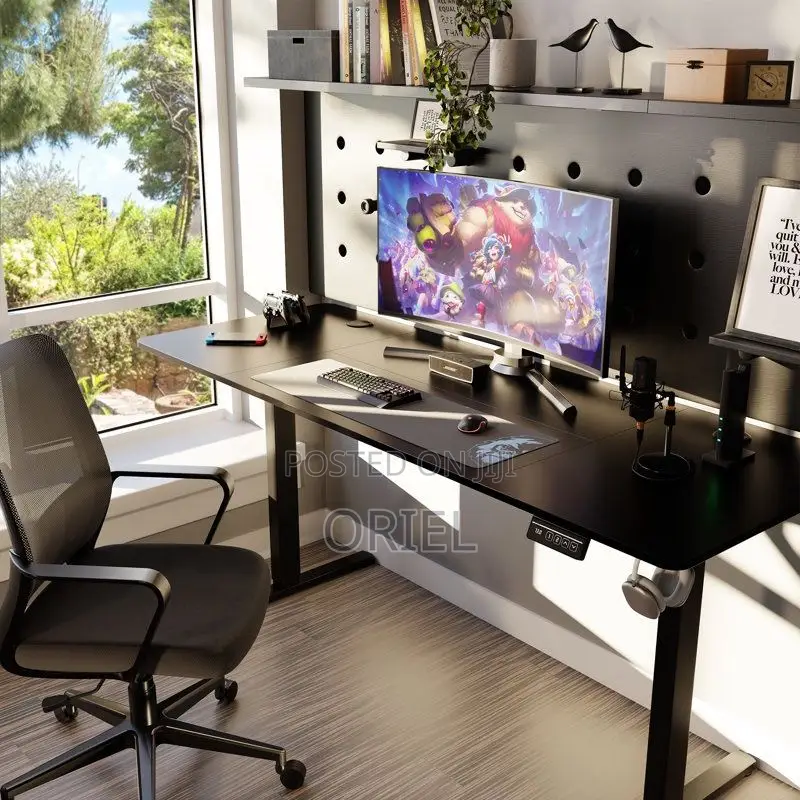 Office Desk : Black 1.2m Electric Adjustable Standing Desk