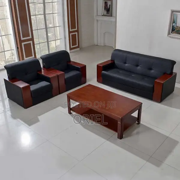 Office Sofa : Mahogany Frame 5-Seater Executive Office Sofa Set