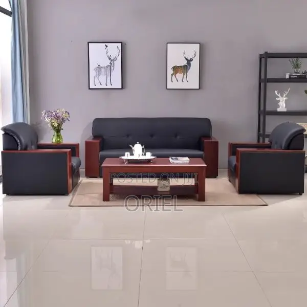 Office Sofa : Mahogany Frame 5-Seater Executive Office Sofa Set