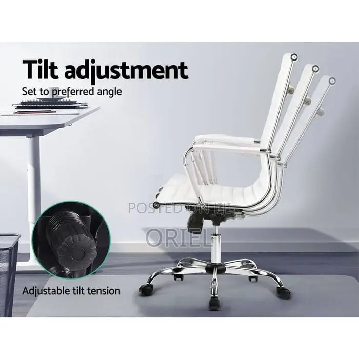 Office Chair : White High Back Leather Chair