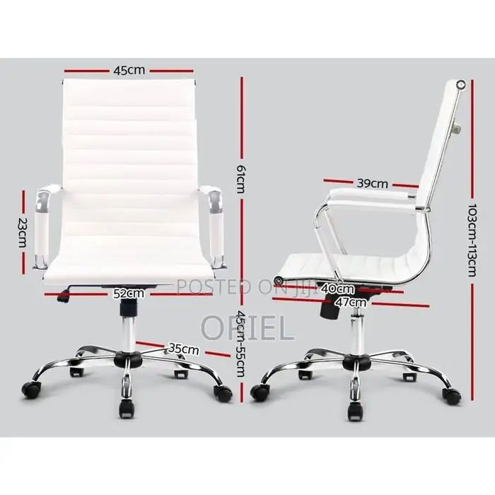 Office Chair : White High Back Leather Chair