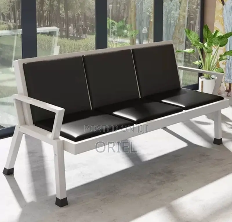 Office Bench : 3 Link Black Heavy Duty Waiting Bench