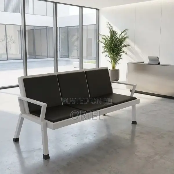 Office Bench : 3 Link Black Heavy Duty Waiting Bench