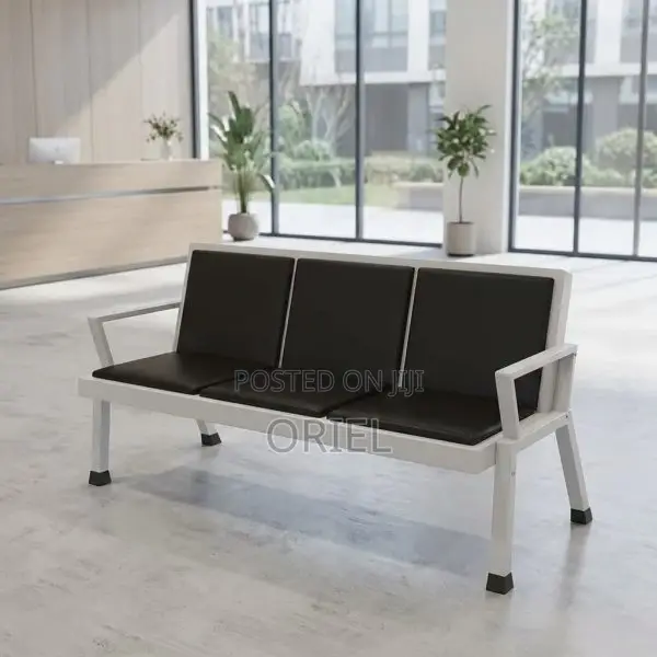 Office Bench : 3 Link Black Heavy Duty Waiting Bench