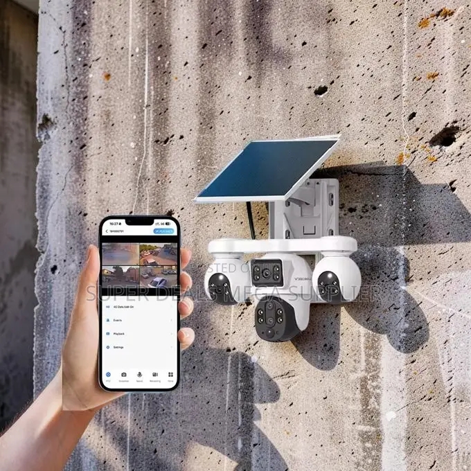 V380 Pro 20mp 4g PTZ Rotating Triple Lens Solar Camera Hd Surveillance
